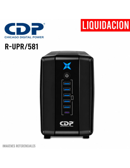 UPS CDP 750VA/350W ( R-UPR758I ) 8 TOMAS | 5 PUERTO USB-A - 1 USB-C | AUTOMONIA 20MIN | NEGRO