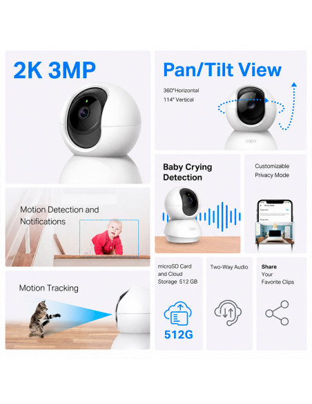 CAMARA DE VIGILANCIA TP-LINK TAPO C210 WIFI 2K |3MP| DETECCI?N IA|360?