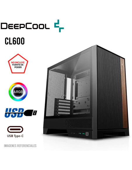 CASE DEEPCOOL CL600 (R-CL600-BKNNA2-G-1) S/FUENTE| VIDRIO TEMPLADO| 2 LED-ARGB