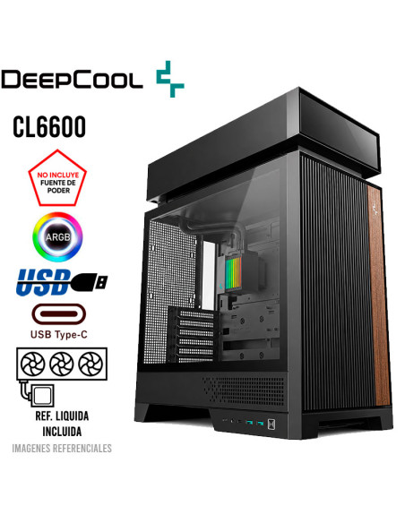 CASE  GAMER DEEPCOOL CL6600 (R-CL6600-BKNNA0-G-1) VIDRIO TEMPLADO| ENFRI. LIQUIDO 360MM| 2 LED-ARGB