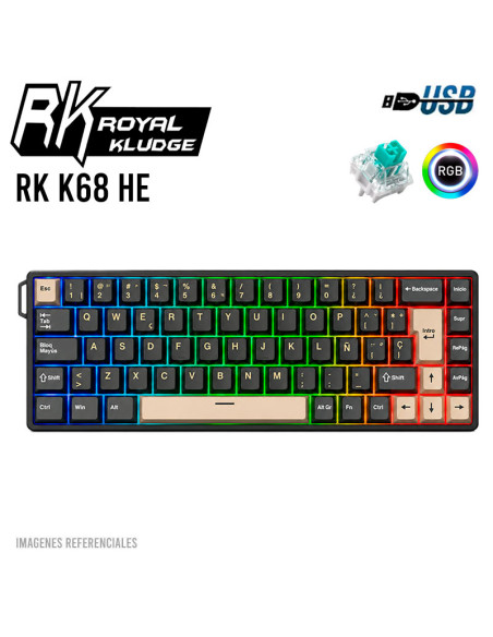 TECLADO GAMER ROYAL KLUDGE RK68 HE ( IBM69K-SP ) PHANTOM | SWITCH MINT MAGNETIC | LED-RGB