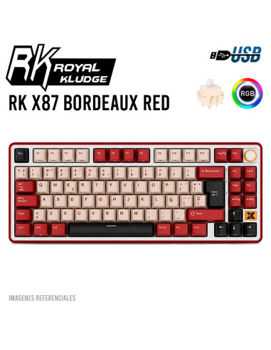 TECLADO GAMER ROYAL KLUDGE (RK X87) BORDEAUX...