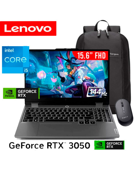 LAPTOP GAMER LENOVO LOQ 15IAX9  I5-12450HX 8GB DDR5 512GB SSD GEFORCE RTX 3050 6GB 15.6 FHD 144HZ FREEDOS (83GS006WLM)
