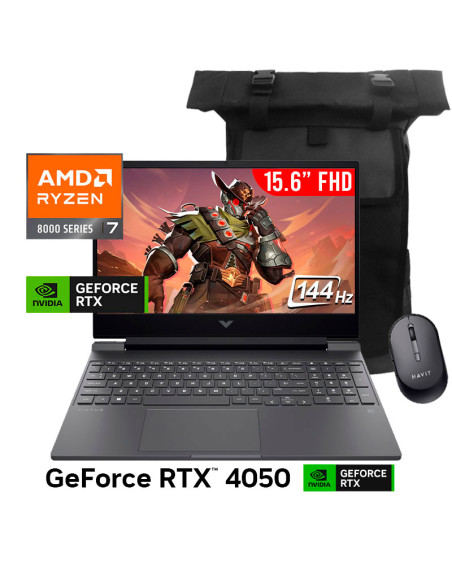 LAPTOP GAMER HP VICTUS 15-FB3013LA RYZEN 7-8845HS 16GB DDR5 1TB SSD GEFORCE RTX 4050 6GB 15.6 FHD 144HZ FREEDOS (BF9V4LA-ABM)