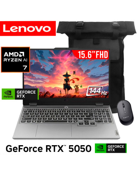 LAPTOP GAMER LENOVO LOQ 15AHP10 R7 250 16GB 512GB T VIDEO RTX 5050 8GB 15.6" FHD WINDOWS 11 ( 83JG00B1LM )