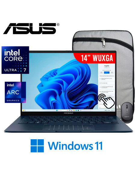 LAPTOP ASUS ZENBOOK UX3405CA-U7512 ULTRA 7-255H 16GB LPDDR5X 512GB SSD 14" OLED WUXGA WINDOWS 11 ( 90NB14W7-M00MP0 )