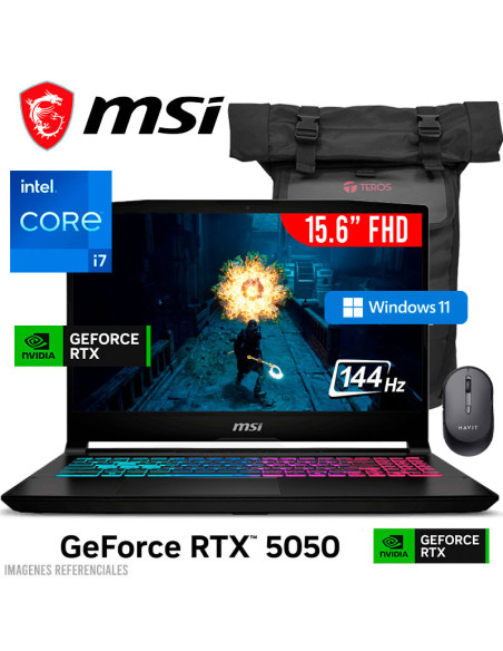 LAPTOP GAMER MSI KATANA 15 HX B14WEK-001US I7-14650HX 16GB 512GB SSD GEFORCE RTX 5050 8GB 15.6 FHD 144HZ WINDOWS 11