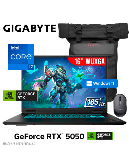 LAPTOP GAMER GIGABYTE CTHI3LA893PH A16 I7-13620H 16GB 512GB SSD GEFORCE RTX 5050 8GB 16 WUXGA 165HZ WINDOWS 11 (9RGA6I75THFHIK5L