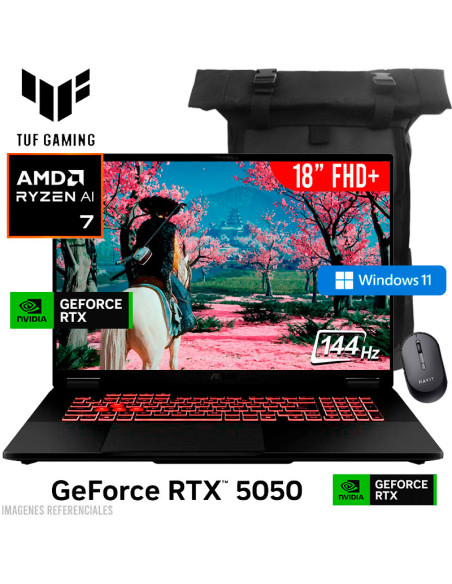LAPTOP GAMER ASUS TUF A18 FA808UH-RS74 RYZEN 7-260 16GB 1TB SSD GEFORCE RTX 5050 8GB 18 FHD+ 144HZ WINDOWS 11