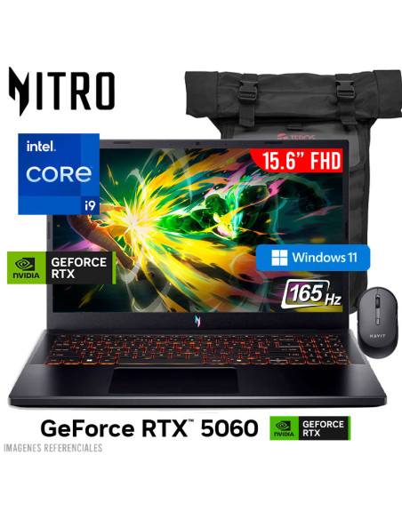 LAPTOP GAMER ACER NITRO V ANV15-52-98KV I9-13900H 16GB 1TB SSD GEFORCE RTX 5060 8GB 15.6 FHD WINDOWS 11 (NH.U1NAA.001)