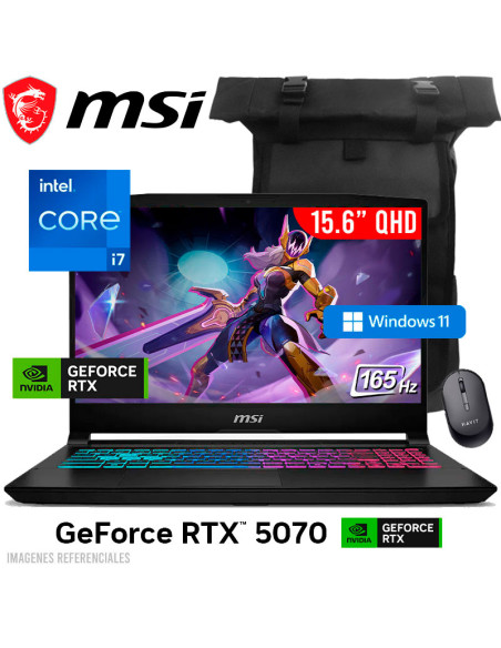 LAPTOP GAMER MSI KATANA 15 HX B14WGK-293US I7-14650HX 16GB 1TB SSD GEFORCE RTX 5070 8GB 15.6" QHD WINDOWS 11