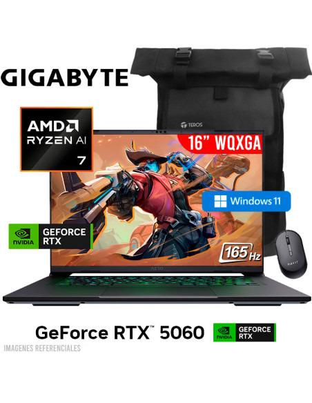 LAPTOP GAMER GIGABYTE AERO X16 1VH 93LAC94DH RYZEN AI 7 350 16GB 1TB SSD GEFORCE RTX 5060 8GB 16 WQXGA 165HZ WINDOWS 11