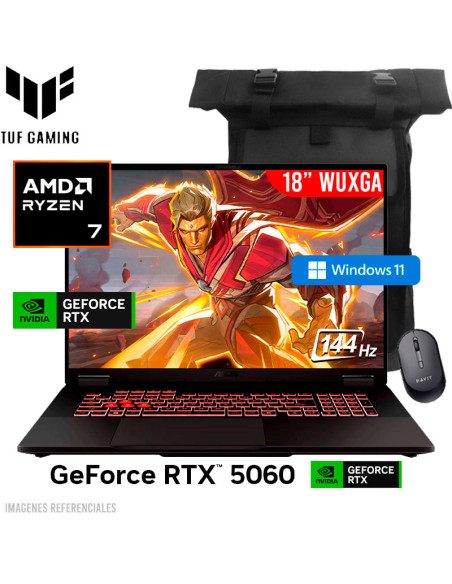 LAPTOP GAMER ASUS TUF A18 FA808UM-IS74 RYZEN 7-260 16GB 1TB SSD GEFORCE RTX 5060 8GB 18 WUXGA 165HZ WINDOWS 11