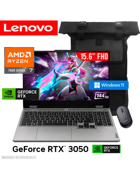 LAPTOP GAMER LENOVO LOQ 15ARP10E R7-7735HS 16GB 512GB SSD GEFORCE RTX 3050 6GB 15.6 FHD 144HZ  WINDOWS 11 (83S00049LM)