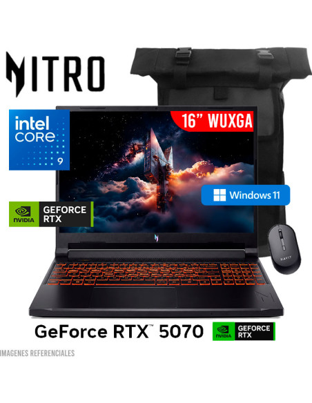 LAPTOP GAMER ACER NITRO V16 ANV16-72-933F CORE 9-270H 32GB 1TB SSD 16 WUXGA 180HZ 5070 8GB WINDOWS 11