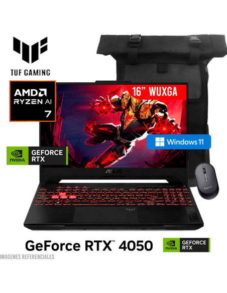 LAPTOP GAMER ASUS TUF A16 FA607NUQ-WS73 RYZEN 7-170 16GB DDR5 512GB GEFORCE RTX 4050 6GB 16 WUXGA 144HZ WINDOWS 11