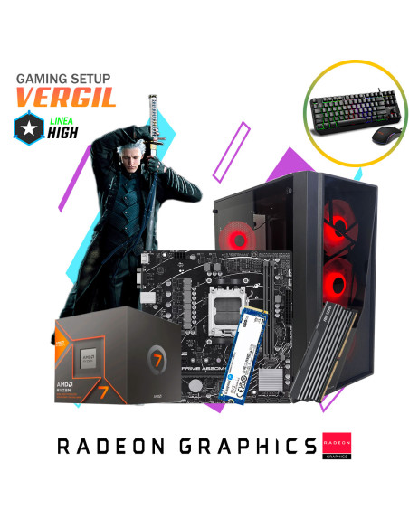 SETUP GAMER VERGIL RYZEN 7-8700G 16GB 500GB SSD + KIT RAPTOR
