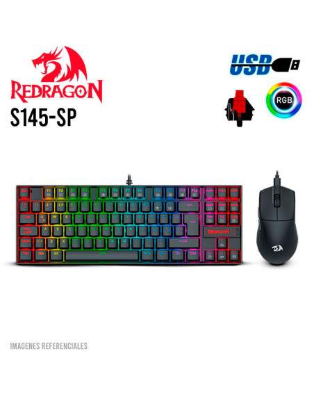KIT GAMER REDRAGON ESSENTIALS TECLADO+ MOUSE ( KUMARA- M724 ) BLACK | ( S145-SP )|SWITCH ROJO