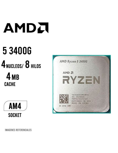 PROCESADOR AMD RYZEN 5 3400G OEM (YD3400C5M4MFH) 3.70/4.20 GHZ 4MB + COOLER