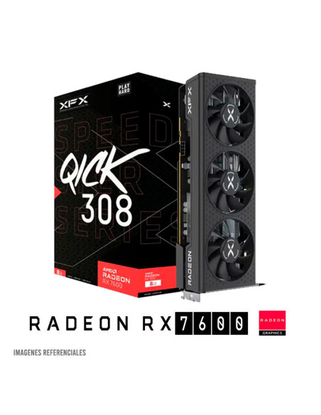 TARJETA DE VIDEO XFX SPEEDSTER QICK 308 RX 7600 8GB (RX-76PQICKBY) GDDR6|128 BITS