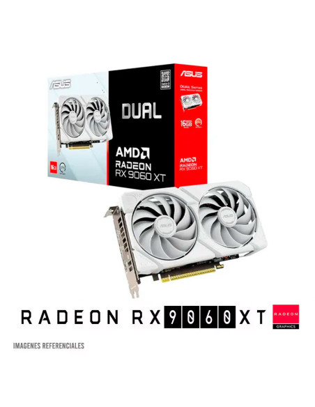 TARJETA DE VIDEO VGA ASUS DUAL RX 9060 XT 16GB WHITE EDITION (DUAL-RX9060XT-16G-WHITE) GDDR6|128 BIT