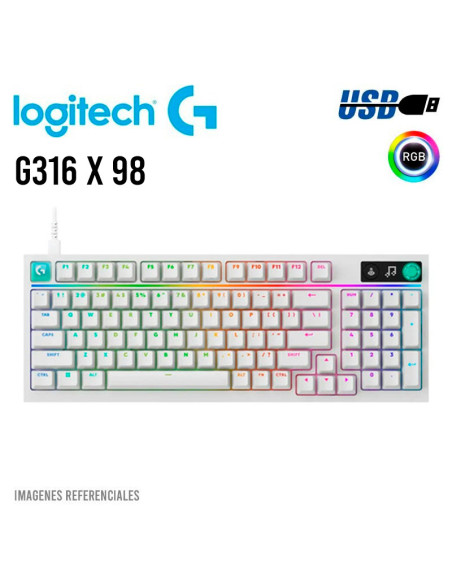 TECLADO GAMER LOGITECH G316 X 98 ( 920-014226 ) SWITCH TACTILE | RGB LIGHTSYNC | BLANCO