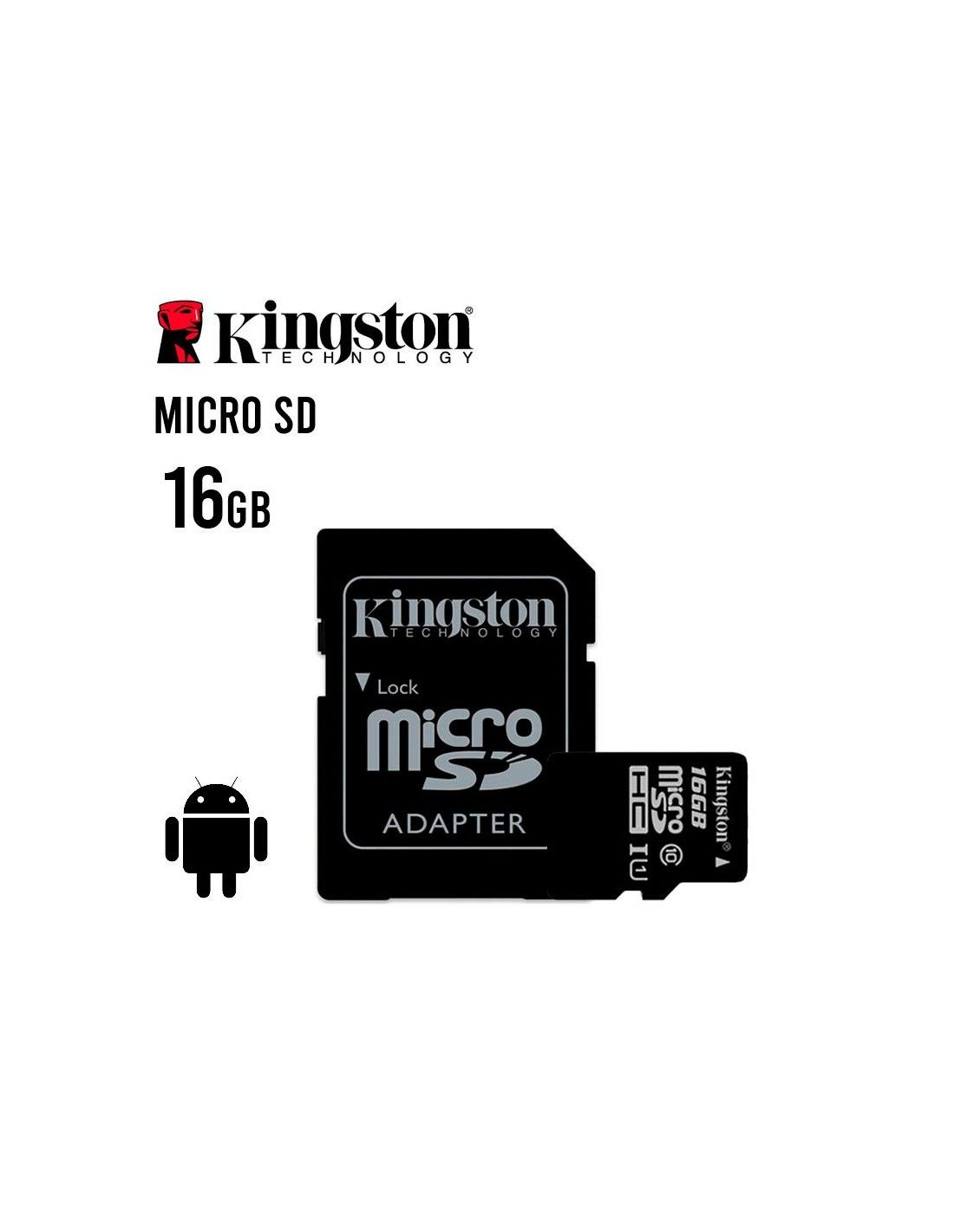 Aprobación violento rodar MEMORIA MICRO SD HC KINGSTON 16GB (SDCS/16GB) C/ ADAPTADOR SD - KIN...