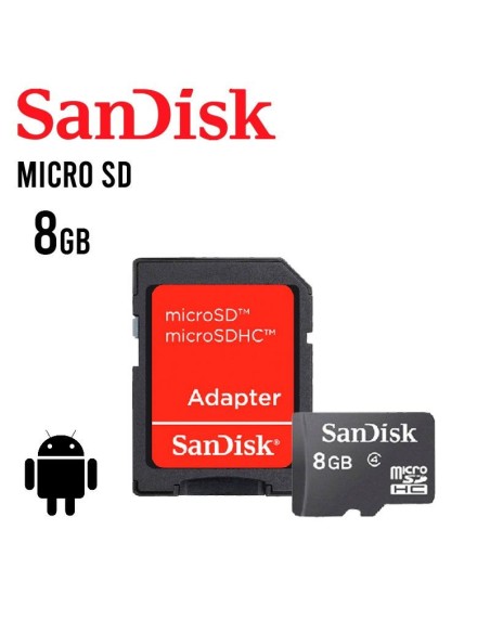 MEMORIA MICRO SD HC SANDISK 8GB (CLASS4/8GB) C/ ADAPTADOR SD