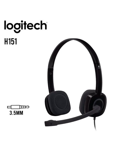 AUDÍFONO CON MICRÓFONO LOGITECH H151 | STEREO (981-000587) NEGRO