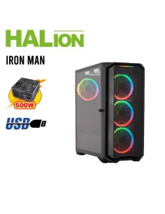 CASE GAMER HALION IRONMAN 500W RGB V.TEMPLADO
