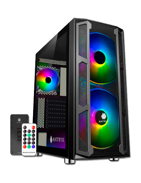 CASE ANTRYX FX CHROME STORM DESTROYER ( AC-FX570K-TXDR ) C/ REMOTO | VIDRIO TEMPLADO | 3 FAN ARGB
