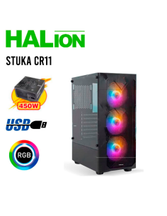 CASE GAMER HALION STUKA CR11 500W LED VIDRIO TEMPLADO