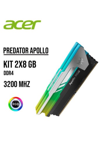 MEMORIA RAM ACER PREDATOR DDR4 APOLLO (KIT 2X8GB) 16GB 3200MHZ CL16 BL.9BWWR.225