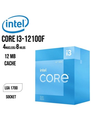 PROCESADOR INTEL CORE I3-12100F 3.3GHZ - 12MB ( BX8071512100F ) LGA 1700