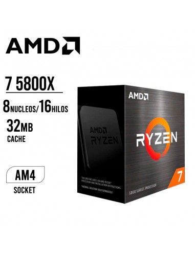 PROCESADOR AMD RYZEN 7 5800X 3.8GHZ - 36MB ( 100-100000063WOF ) AM4
