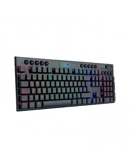 TECLADO GAMER REDRAGON HORUS FS ( K618-RGB SP-RED ) LED RGB | USB TYPE-C | WIRELESS | SWITCH RED | BLACK