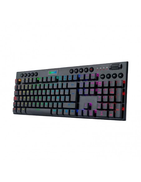 TECLADO GAMER REDRAGON HORUS FS ( K618-RGB SP-RED ) LED RGB | USB TYPE-C | WIRELESS | SWITCH RED | BLACK