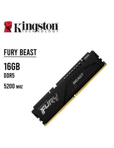 MEMORIA RAM KINGSTON 16GB/5200MHZ DDR5 FURY BEAST ( KF552C40BB-16 ) NEGRO