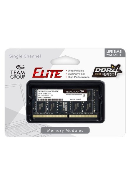 MEMORIA SODIMM TEAMGROUP 16GB/3200MHZ ELITE ( TED416G3200C22-SBK )