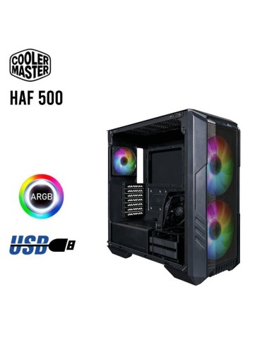 CASE COOLER MASTER HAF 500 BLACK (H500-KGNN-S00) FAN X3 ARGB / VIDRIO TEMPLADO