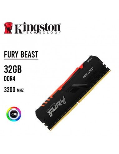 MEMORIA RAM KINGSTON 32GB/3200MHZ FURY BEAST ( KF432C16BBA/32 ) LED-RGB