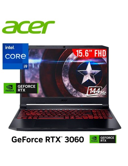 LAPTOP GAMER ACER NITRO 5 AN515-57-919C I9-11900H 16GB 512GB SSD T. VIDEO  RTX 3060 6GB 15.6 FHD 144HZ WINDOWS 11 NH.QEUSA.009 On