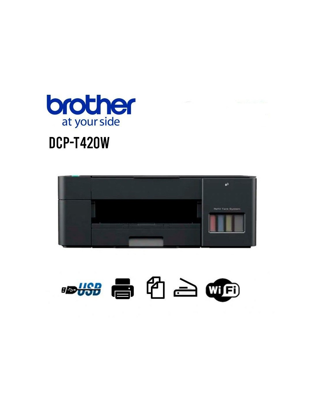 Impresora multifunción con tinta continua Wi-Fi DCP-T420W Brother