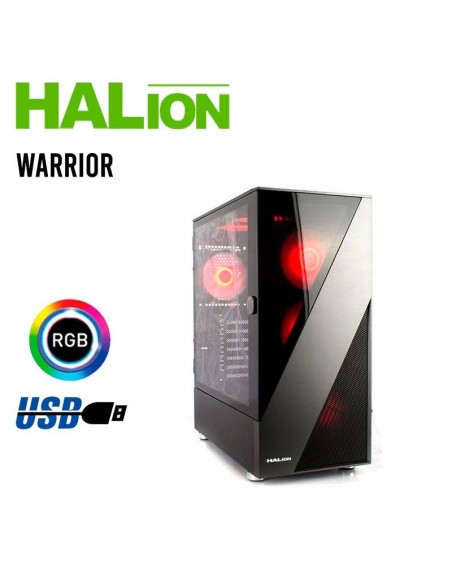 CASE GAMER HALION WARRIOR ( HA-CT660 ) SIN FUENTE | VIDRIO TEMPLADO | LED-RGB