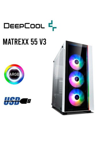 CASE DEEPCOOL MATREXX 55 V3 WHITE  ( DP-ATX-MATREXX55V3-AR-WH-3F ) SIN FUENTE | VIDRIO TEMPLADO | LED-ARGB