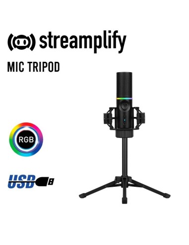 Micrófono Streamplify MIC-48-RGB-TP-BK Soporte de Trípode - Compured Store