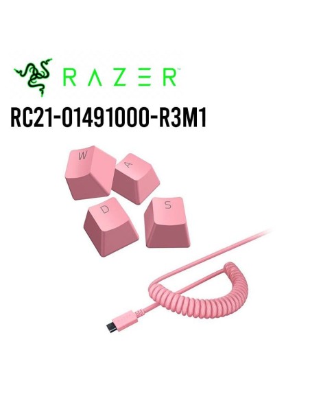 SET DE TECLAS RAZER PBT KEYCAP + CABLE EN ESPIRAL QUARTZ PINK UNIVERSAL USB-C (RC21-01491000-R3M1)