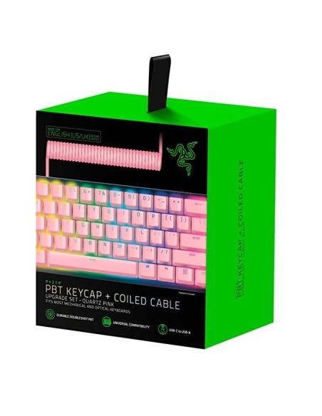 SET DE TECLAS RAZER PBT KEYCAP + CABLE EN ESPIRAL QUARTZ PINK UNIVERSAL USB-C (RC21-01491000-R3M1)