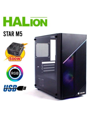 CASE HALION STAR M5 ( STAR M5 ) 500W | VIDRIO TEMPLADO | LED-RGB