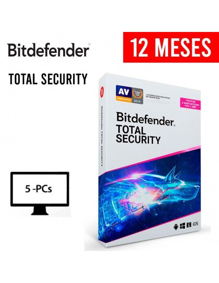 ANTIVIRUS BITDEFENDER 5 PC TOTAL SECURITY ( B11030028 ) 12 MESES